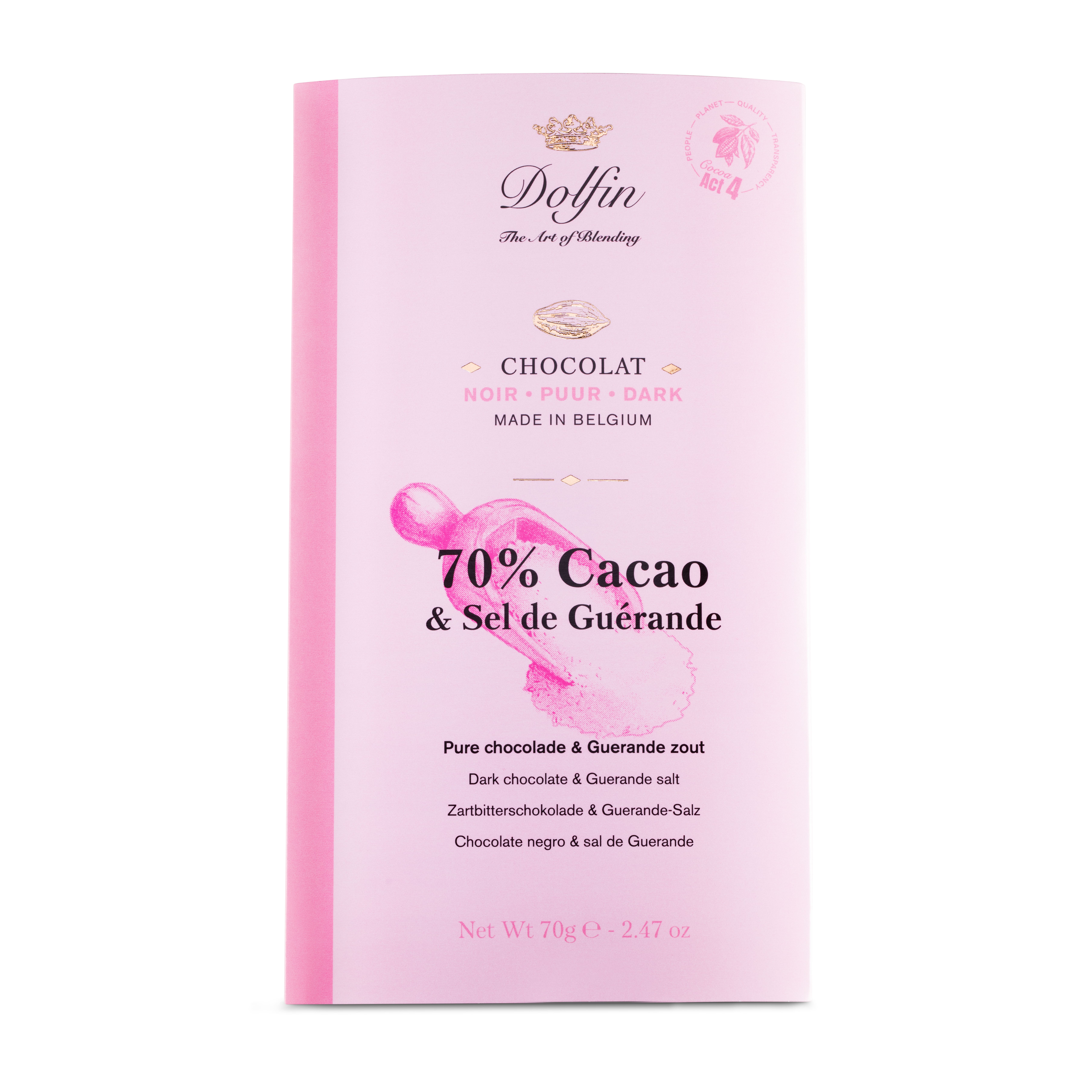 Tablette de Chocolat Noir 70% de cacao & sel de Guérande – 70 g
