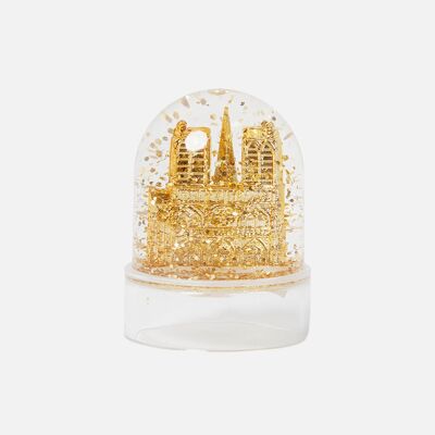 Mini golden Notre-Dame snow globe