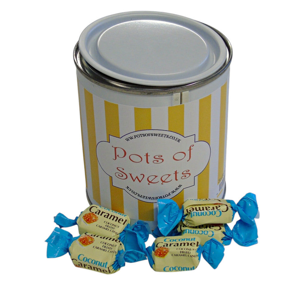 250g Paint Pot Tin of YUMMYs Coconut Caramel Chews