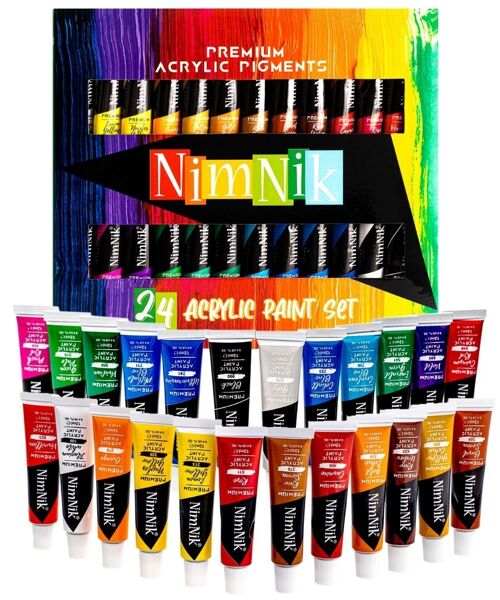 Acrylic Paint Set for Kids - 24 x 12ml Non Toxic Paints