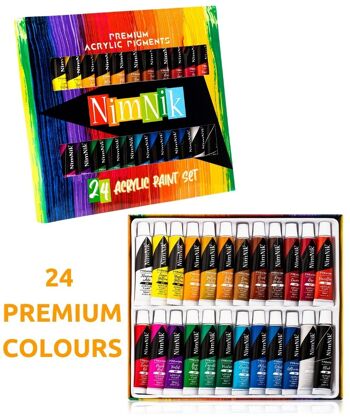 Ensemble de peinture acrylique pour enfants - 24 x 12 ml de peintures non toxiques 2