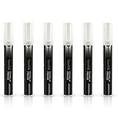 Liquid Chalk Marker Pens Weiß - 6 löschbare weiße Kreidestifte