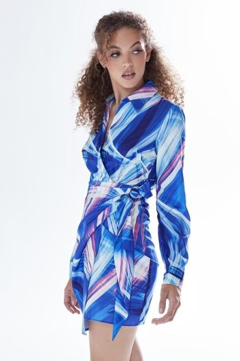 AW21/22-Mini-robe à imprimé graphique Liquorish en bleu, blanc et rose-taille 12 5