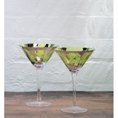 Set of 2 Tropical Leaves Cocktail Glasses
