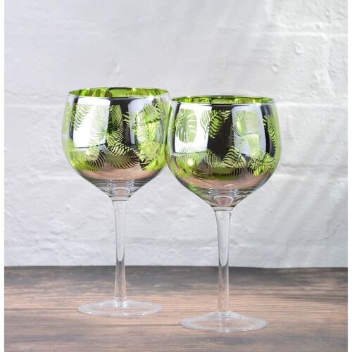 Set of 2 Tropical Leaves Gin Glasses