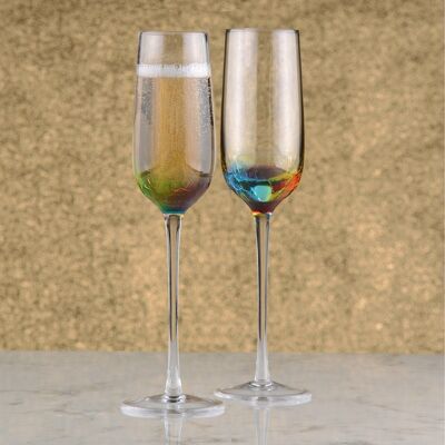 Set of 2 Neon Champagne Flutes