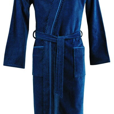 Herren Bademantel Veloursfrottier (Artikel: 441100) - night blue/steel blue