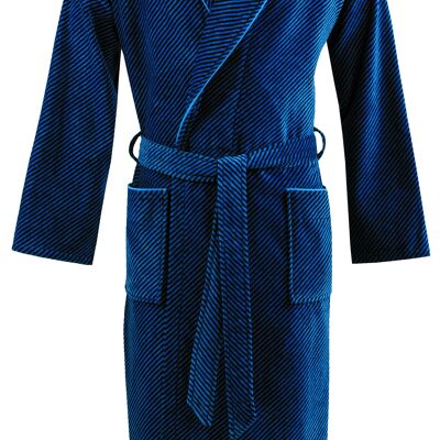 Herren Bademantel Veloursfrottier (Artikel: 441200) - night blue/steel blue