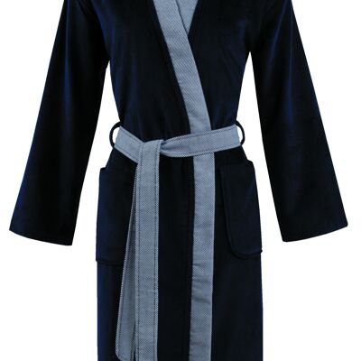 Unisex Bademantel Veloursfrottier  (Artikel: 37110) - night blue/white