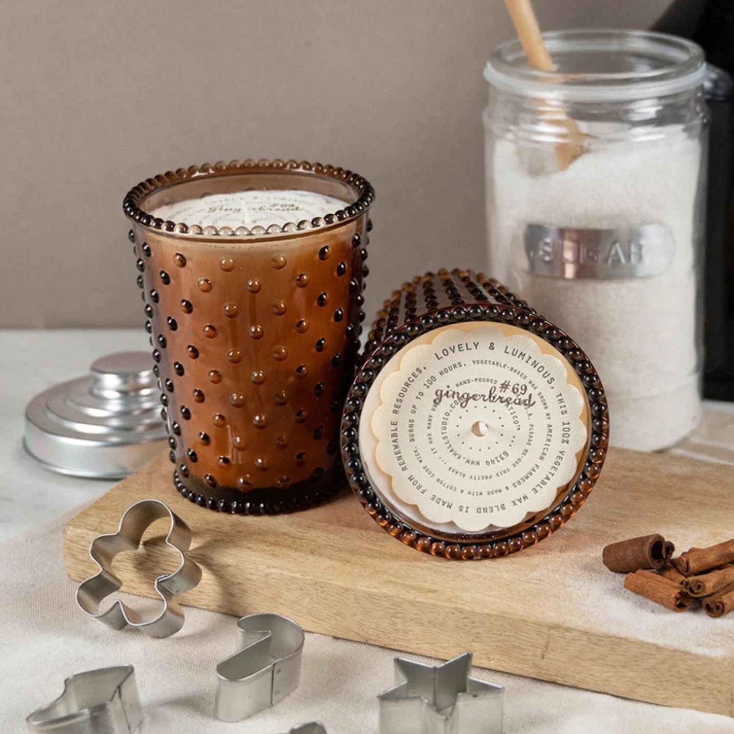 Simpatico Hobnail Glass Candle #69 Gingerbread