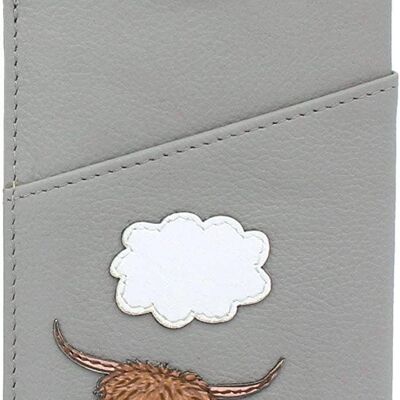Ladies Leather Highland Cow Glasses Case__Grey