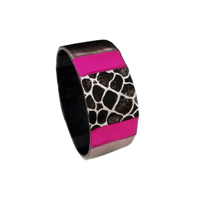 Pulsera Negra Serpiente Rosa