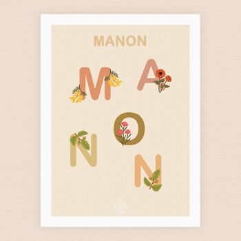 Affiche prénom Manon - 30x40cm 2