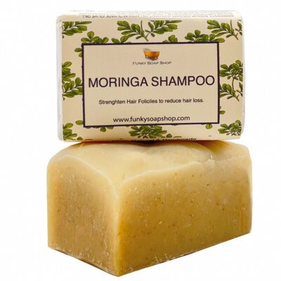 Barre de shampoing solide Moringa, naturelle et faite à la main, env. 30g/65g