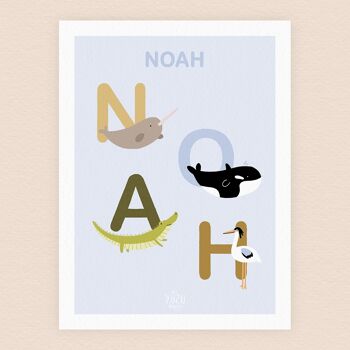 Affiche prénom Noah - 30x40cm 2