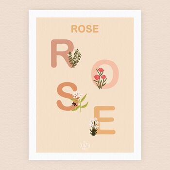 Affiche prénom Rose - 30x40cm 2