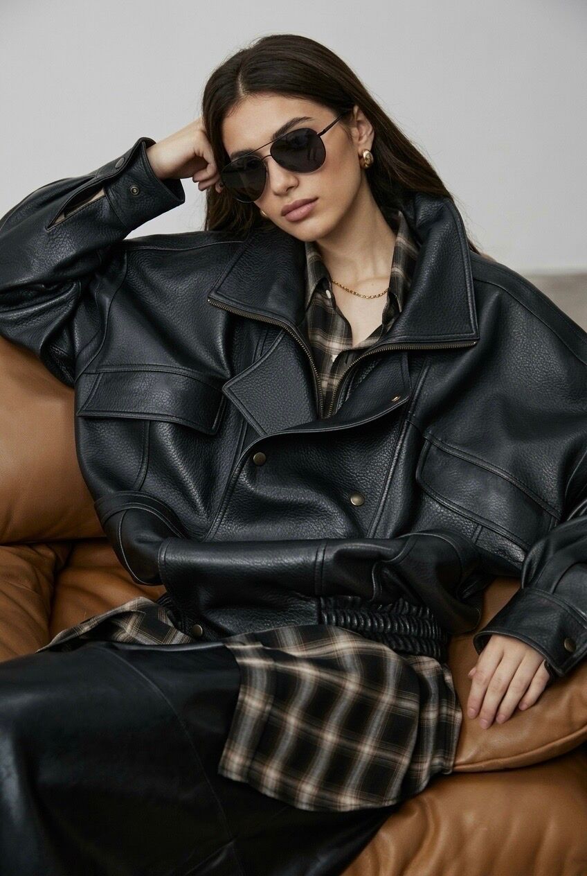 Veste femme oversize en faux cuir