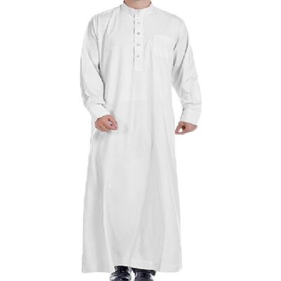 Saudi arab thobe dishdash gown dress men robe eid luxury designer dubai juba - cream