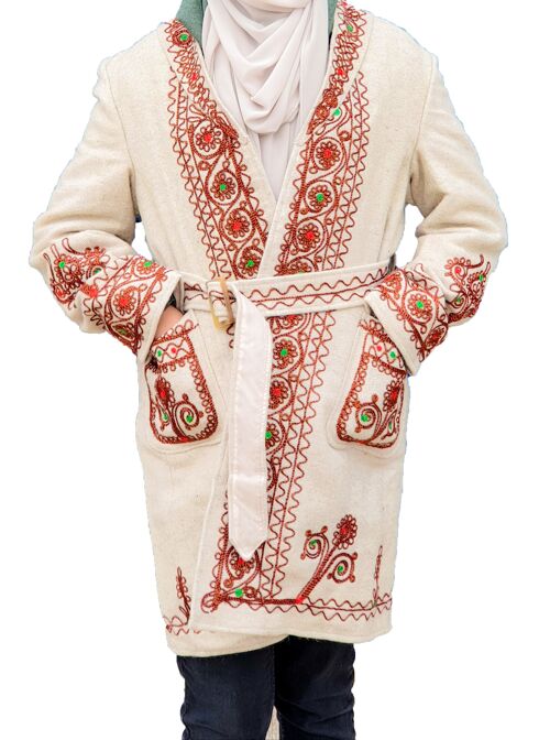 Hand Made Afghan Chitral Over Coat Winter Chugha Pakol Patu Mens White Wool Kashmir Chugah Shawl Pakol LADIES - White
