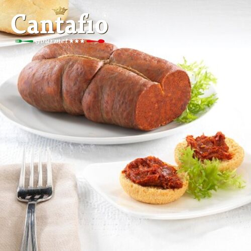 Nduja calabrese di Spilinga in budello 390g | salame classico piccante spalmabile