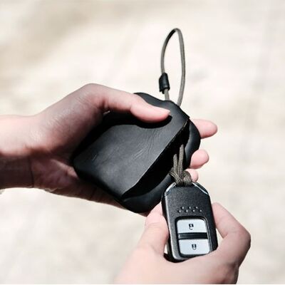 Leather car key case - Gray