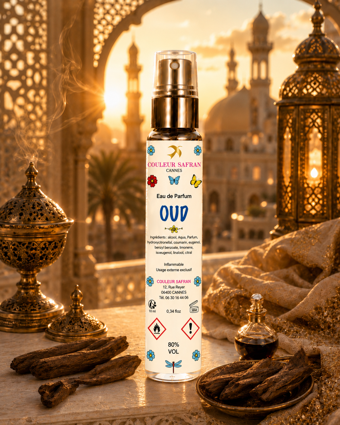 Oud Eau de Parfum Purse Spray, made in Grasse, 10ml - France
