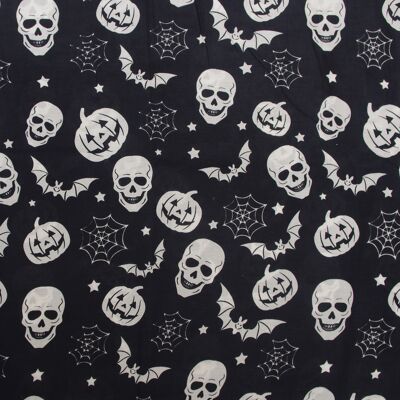 Halloween Cotton Spooky Scary Skulls, Pumpkins ,Bats Fabric Cloth