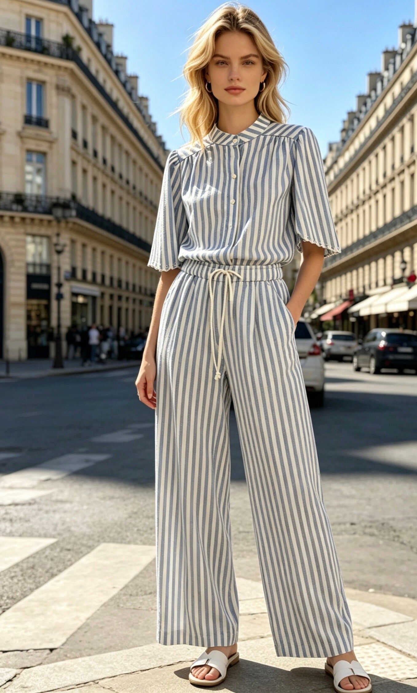 L’ENSEMBLE CHEMISE PANTALON RAYÉ COTON - Lot S/M/L