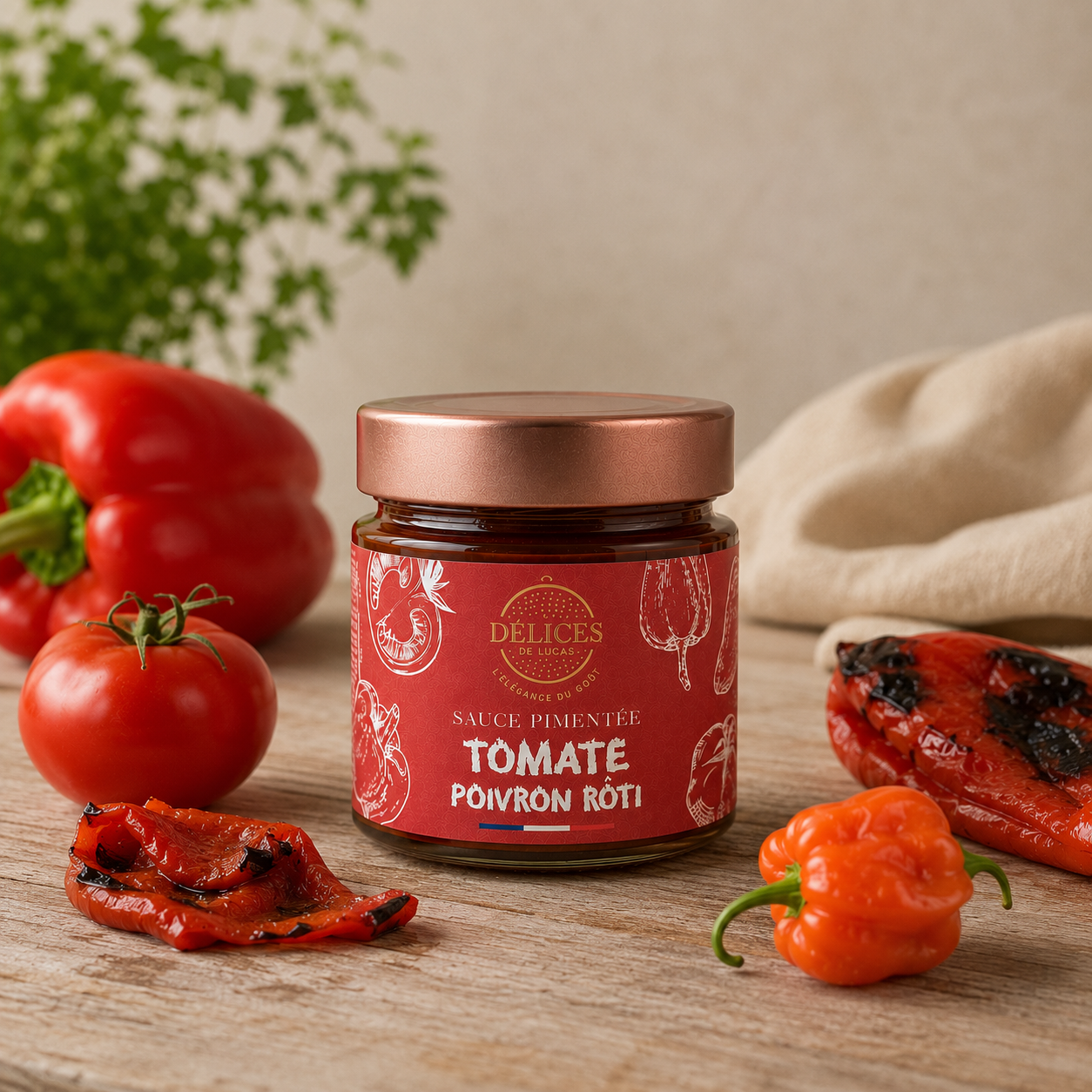 Sauce pimentée tomate, Poivron Rôti - Artisanale et fabriquée en France - 130GR