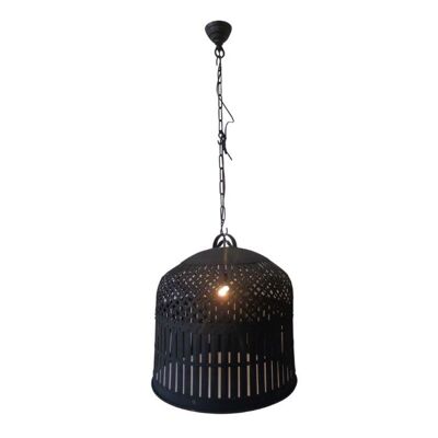 Lampada a gabbia S - Ferro - Sospensione - Industriale - Nero antico - Altezza 58 cm