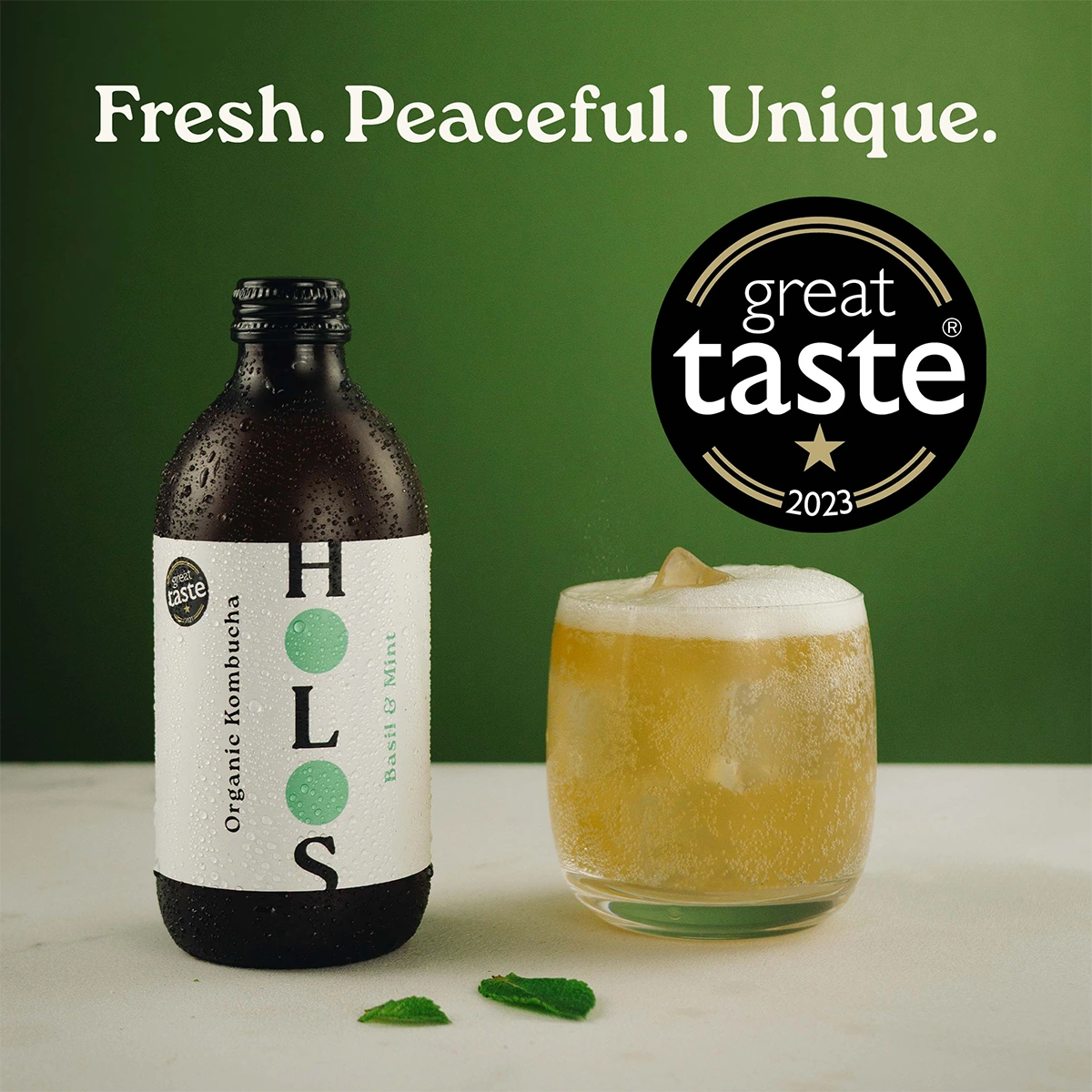 Holos Basil & Mint Organic Kombucha 330ml - Case of 12