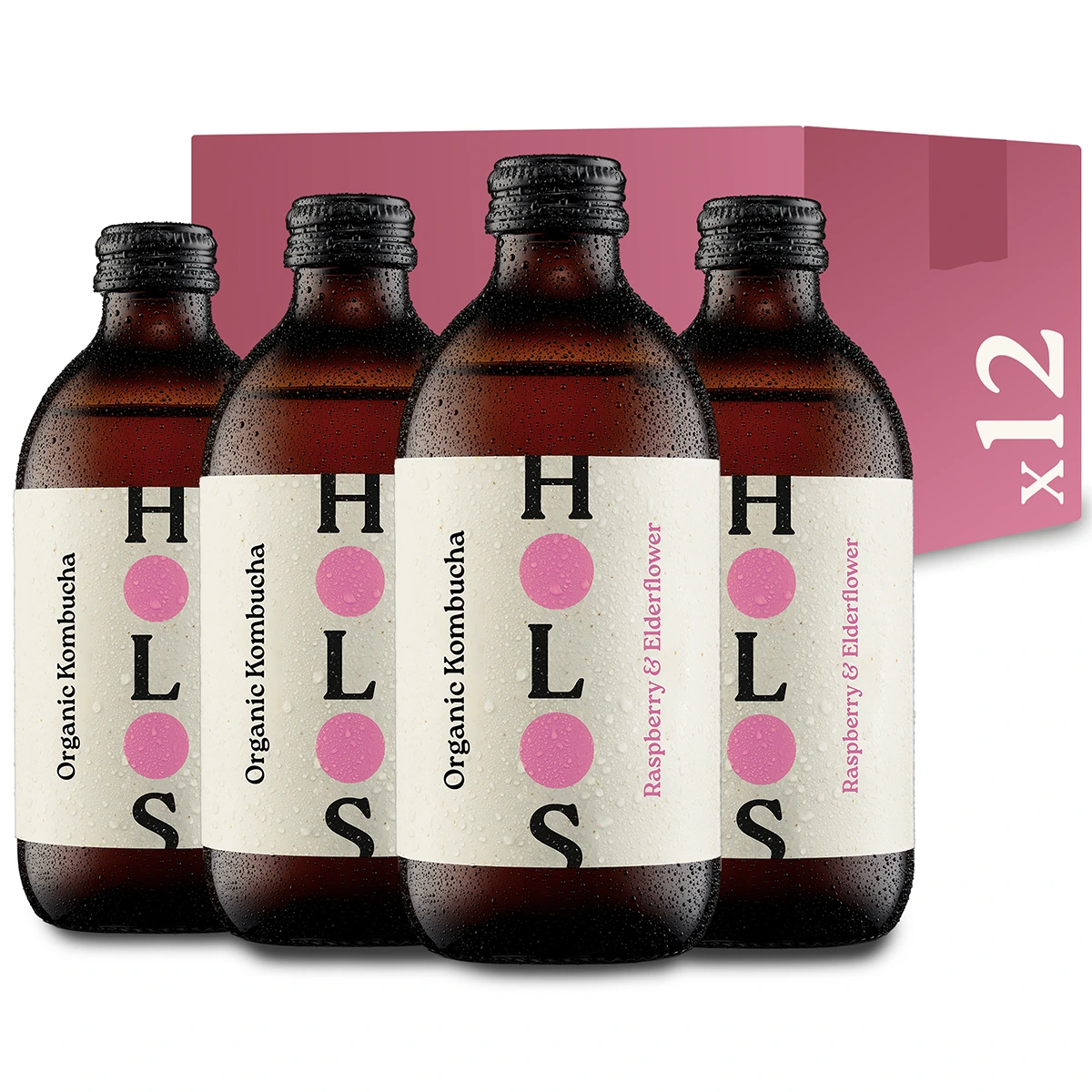 Holos Raspberry & Elderflower Organic Kombucha 330ml - Case of 12