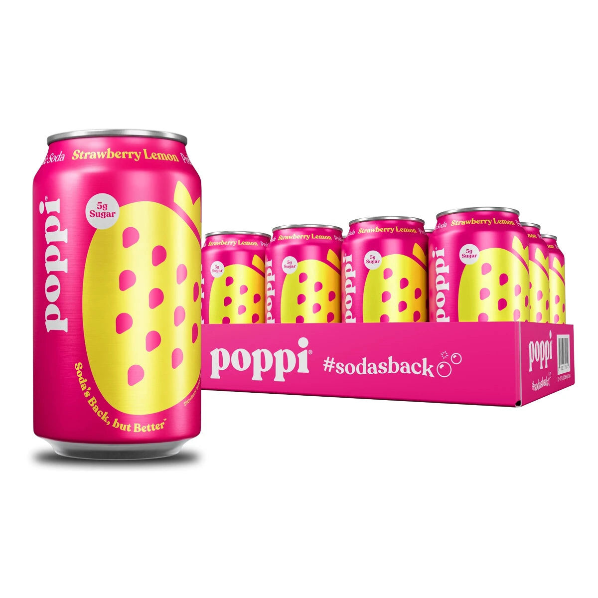 Poppi Strawberry And Lemon Soda 330ml Can - Case of 24