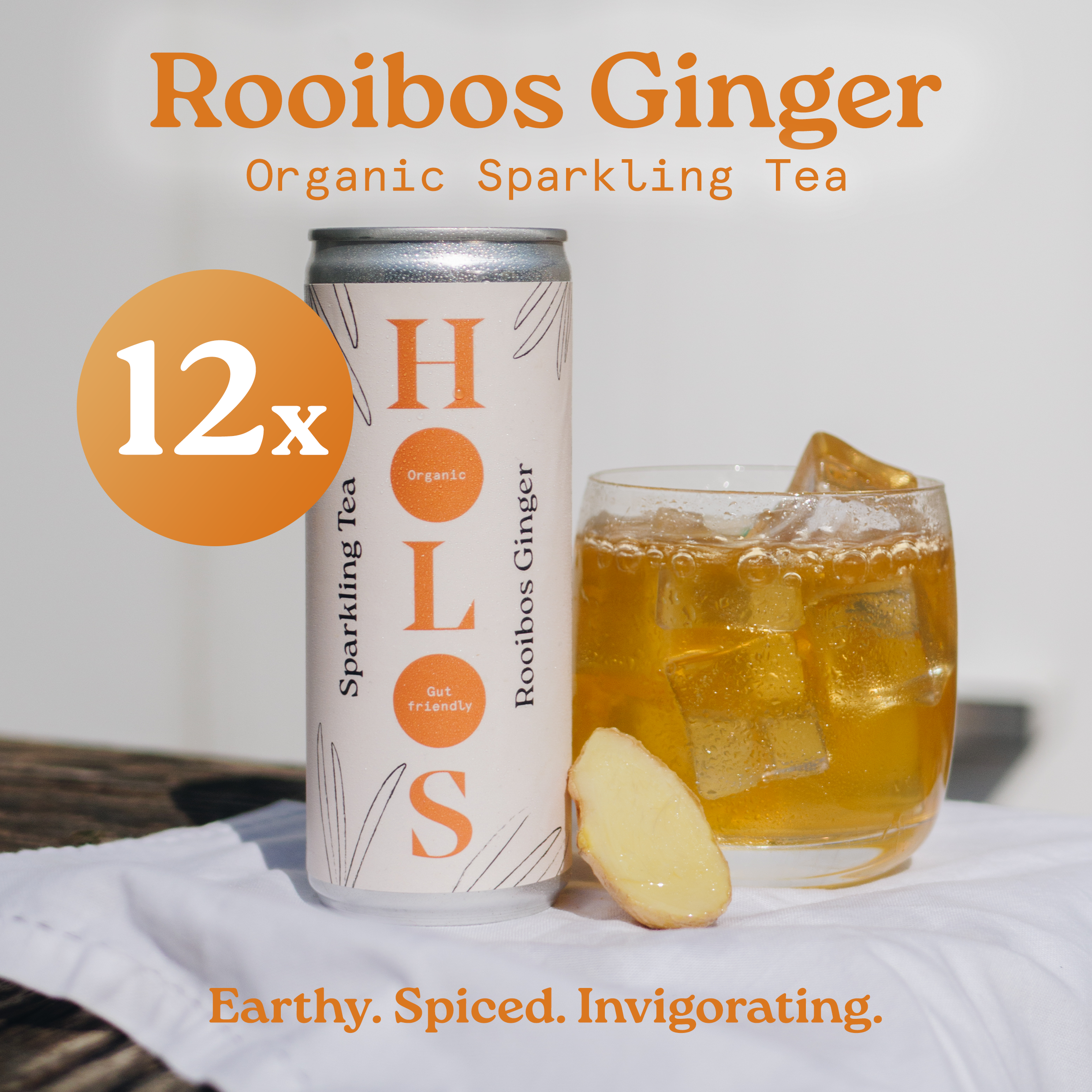 Holos Rooibos Ginger Organic Sparkling Tea 250ml - Case of 12