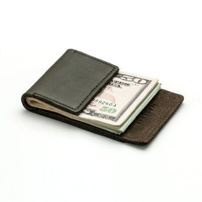 Gray leather money clip