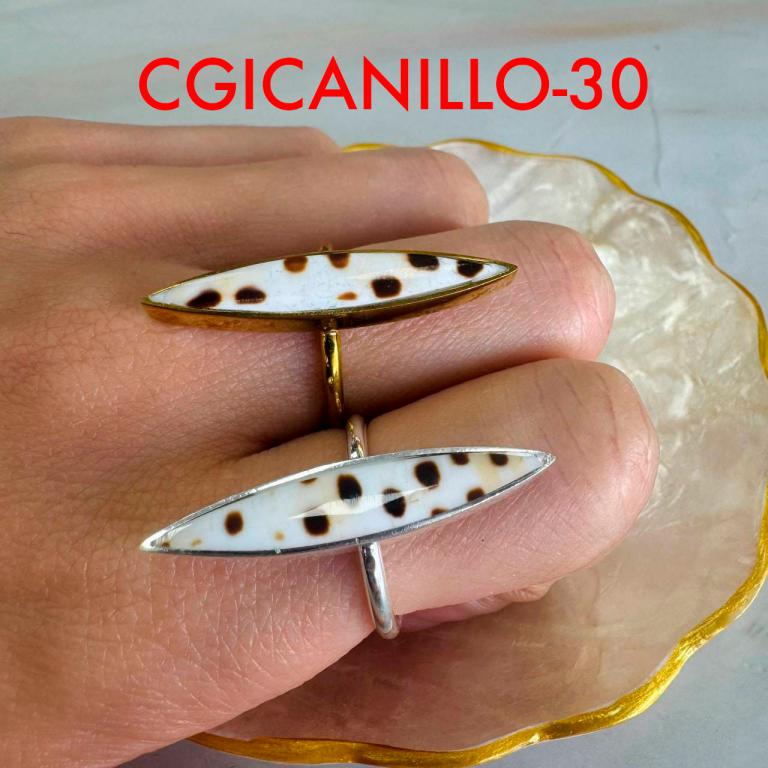 German Silver Ring with Brown Speckled Design for Women
