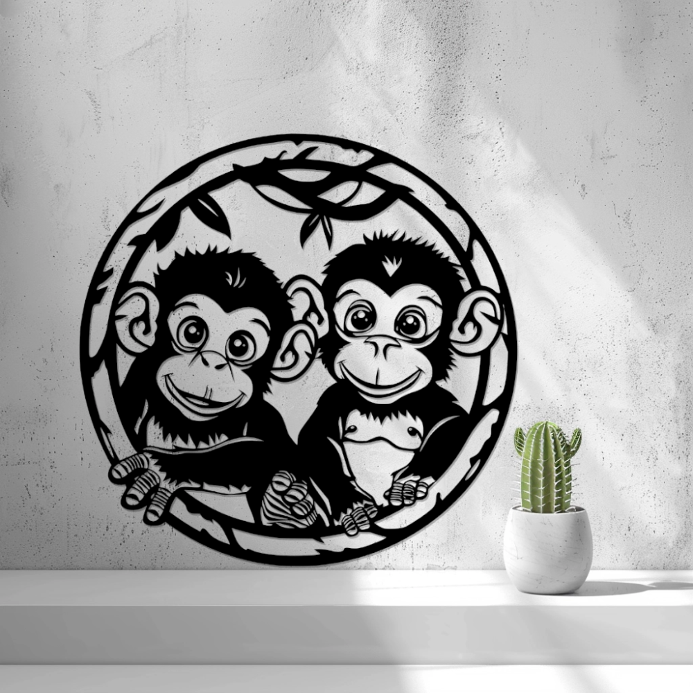 Wall Decoration (Wall Art) – "Happy Monkeys"