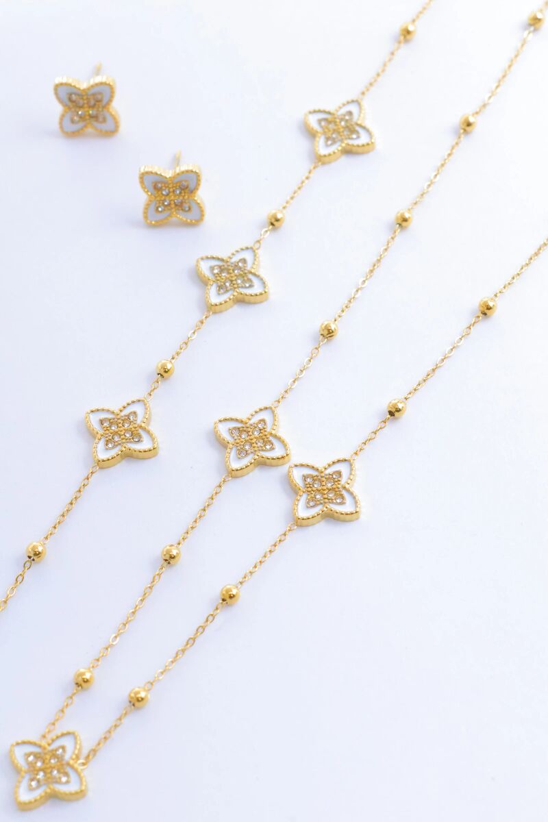 Parure trèfle quadrilobe émail