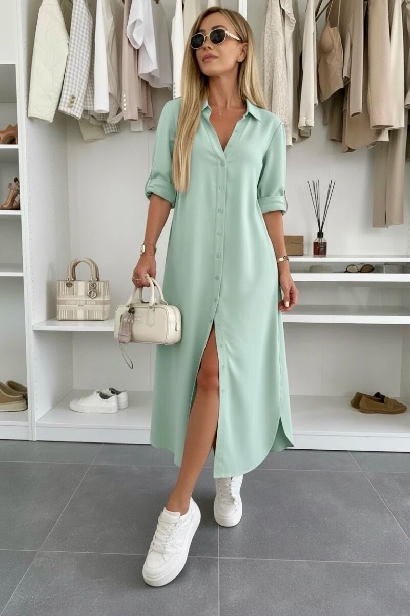 Robe chemise longue coupe fluide oversize