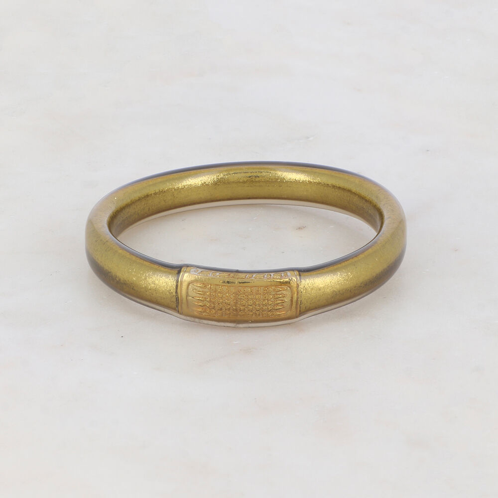 Antique gold YANTRA Buddhist bangle with an engraved mantra "Love and Luck" in Thai