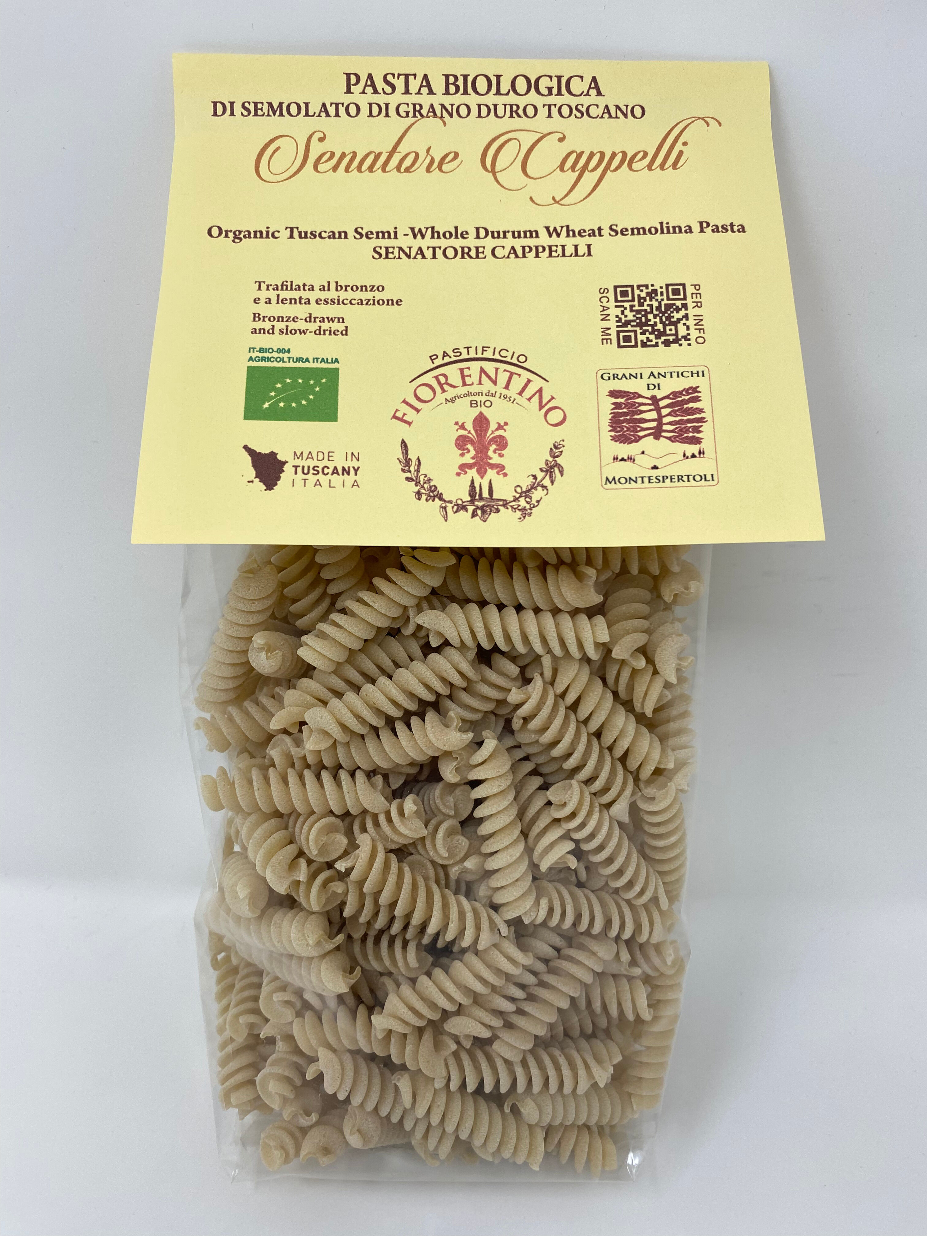 Pasta artesanal 100% orgánica CAPPELLI de la cadena de suministro Ancient Grains of Montespertoli: 15 piezas de pasta corta