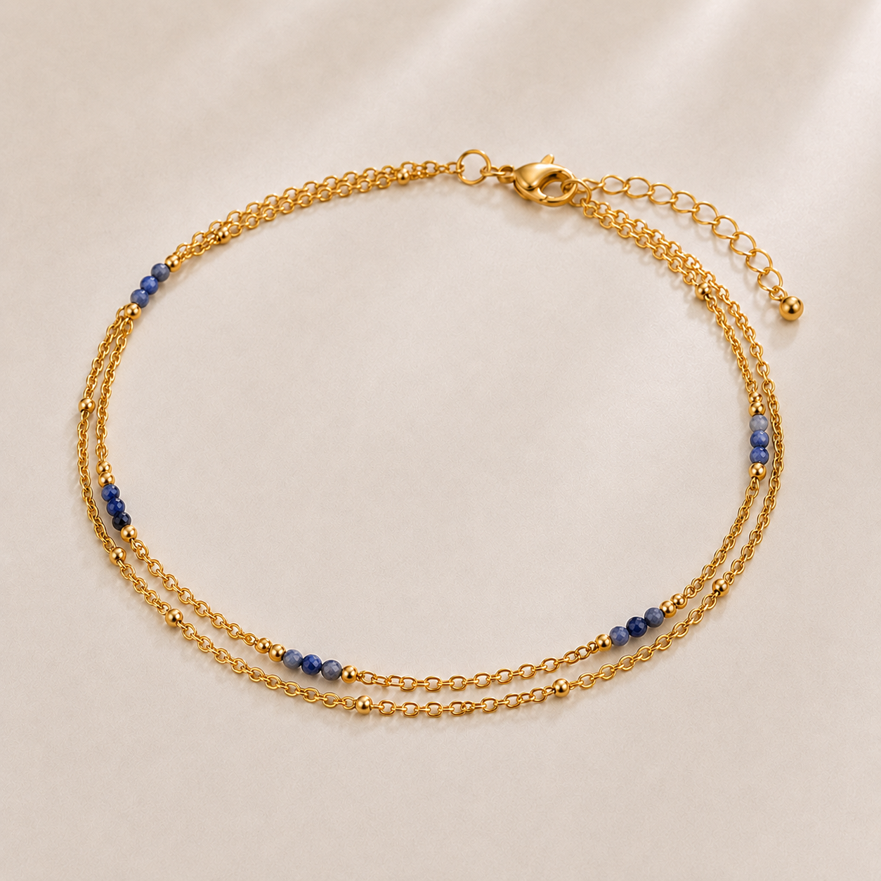 Double-strand sodalite ankle chain