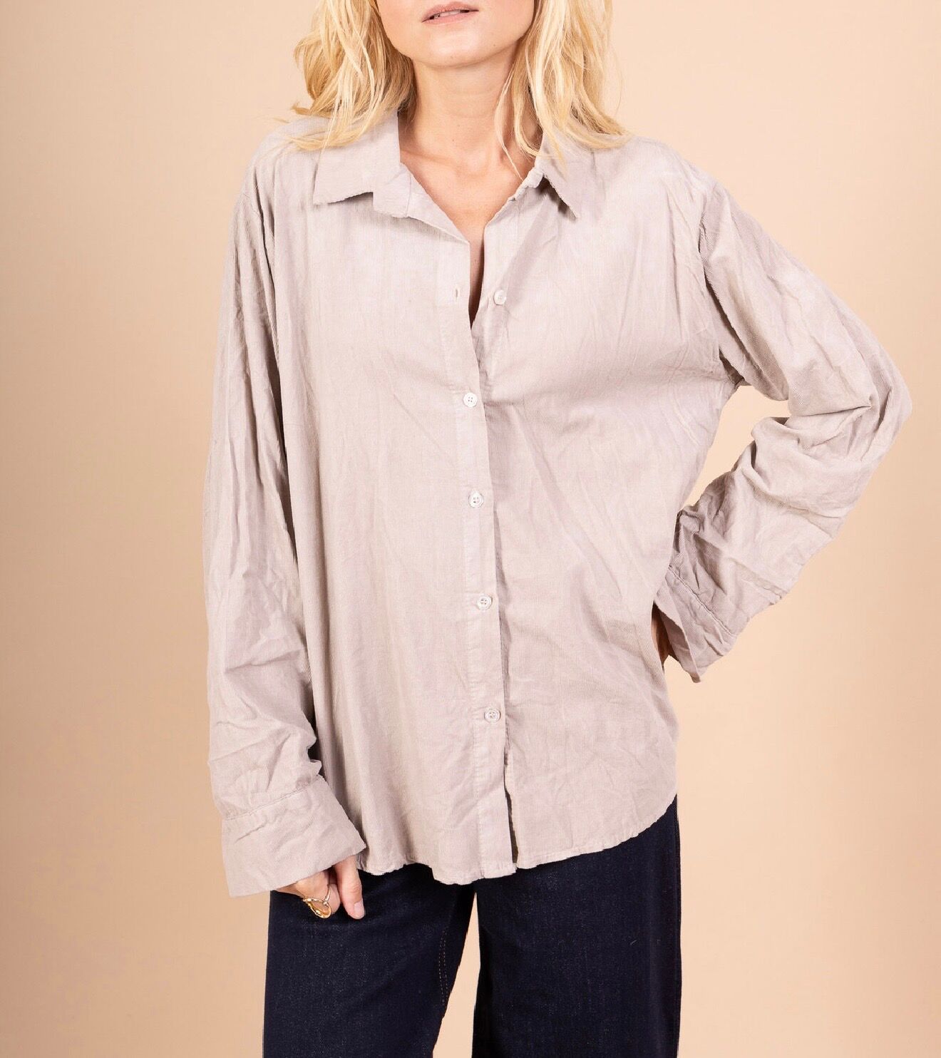 Chemise velours côtelée fin milleraies manches longues