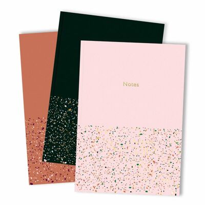 Gold Foil Terrazzo Notebook Set of Three, Lined Pages__default