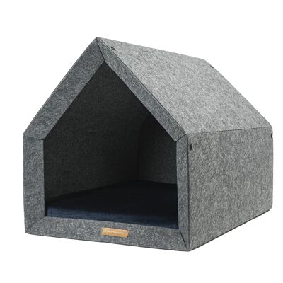 PetHome Perfect hause S per un cane e un gatto - riciclato Hause Dark/Materasso Navy Blue S