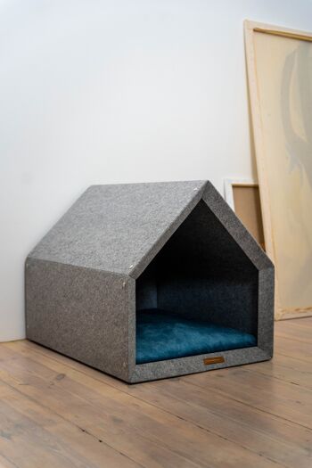 PetHome Maison parfaite M pour chien et chat - Maison recyclée Dark/Mattress bleu marine M 2