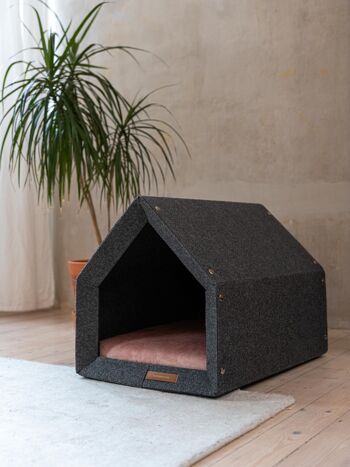 PetHome Maison parfaite M pour un chien et un chat - Maison recyclée Dark/Mattress Khaki M 5