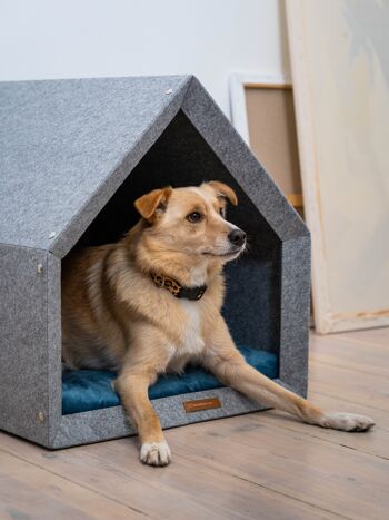 PetHome Maison parfaite M pour un chien et un chat - Maison recyclée Dark/Mattress Khaki M 6