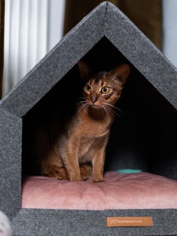 PetHome Maison parfaite M pour un chien et un chat - Maison recyclée Dark/Mattress Khaki M 9