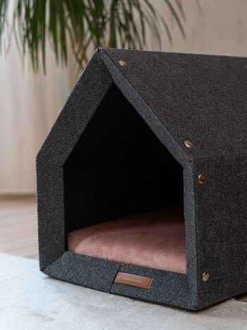 PetHome Maison parfaite M pour un chien et un chat - Maison recyclée Dark/Mattress Khaki M 10